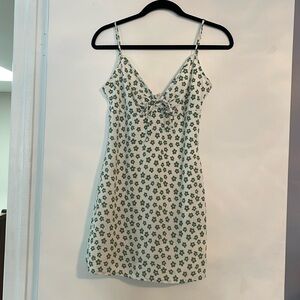 BLUE BLUSH small white w/ green floral  mini dress